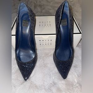 White House Black Market Glittered Blue Heels